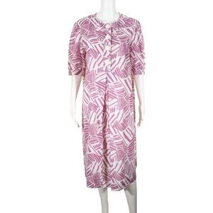 Vintage  Housecoat Size 12 Muu Muu Kaftan Robe Womens Purple White Abstract